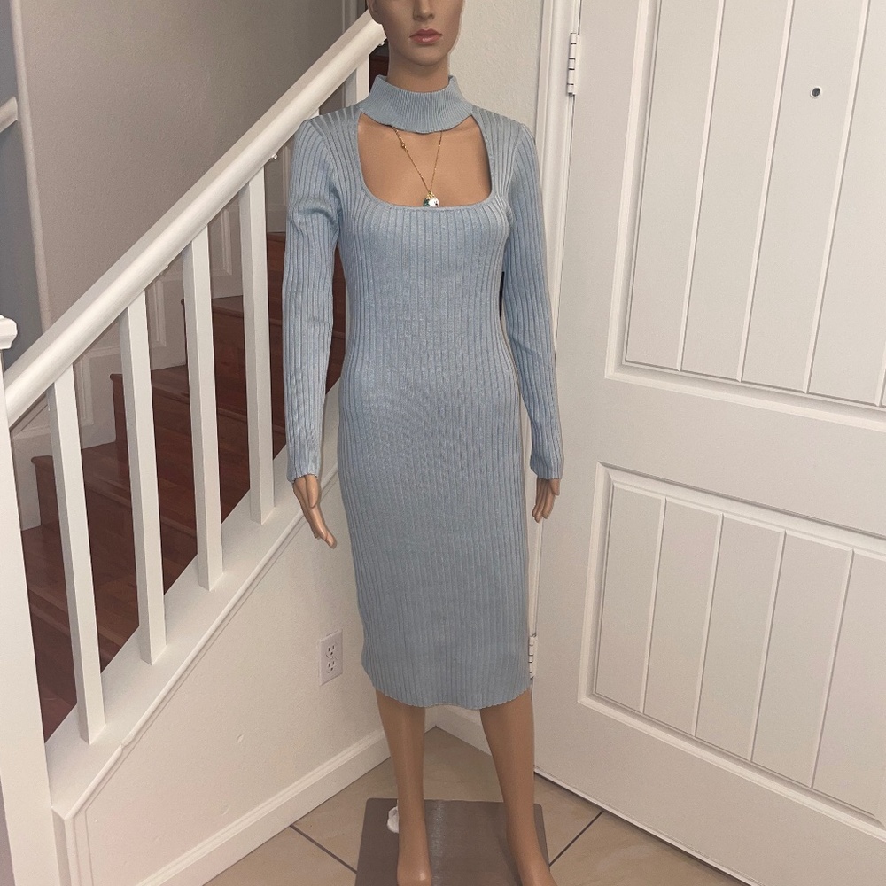 NWT Baby Blue Cut Out MIDI Dress